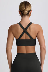 BO&TEE SUPER SCULPT SEAMLESS CROSS-BACK SPORTS BRA ASH